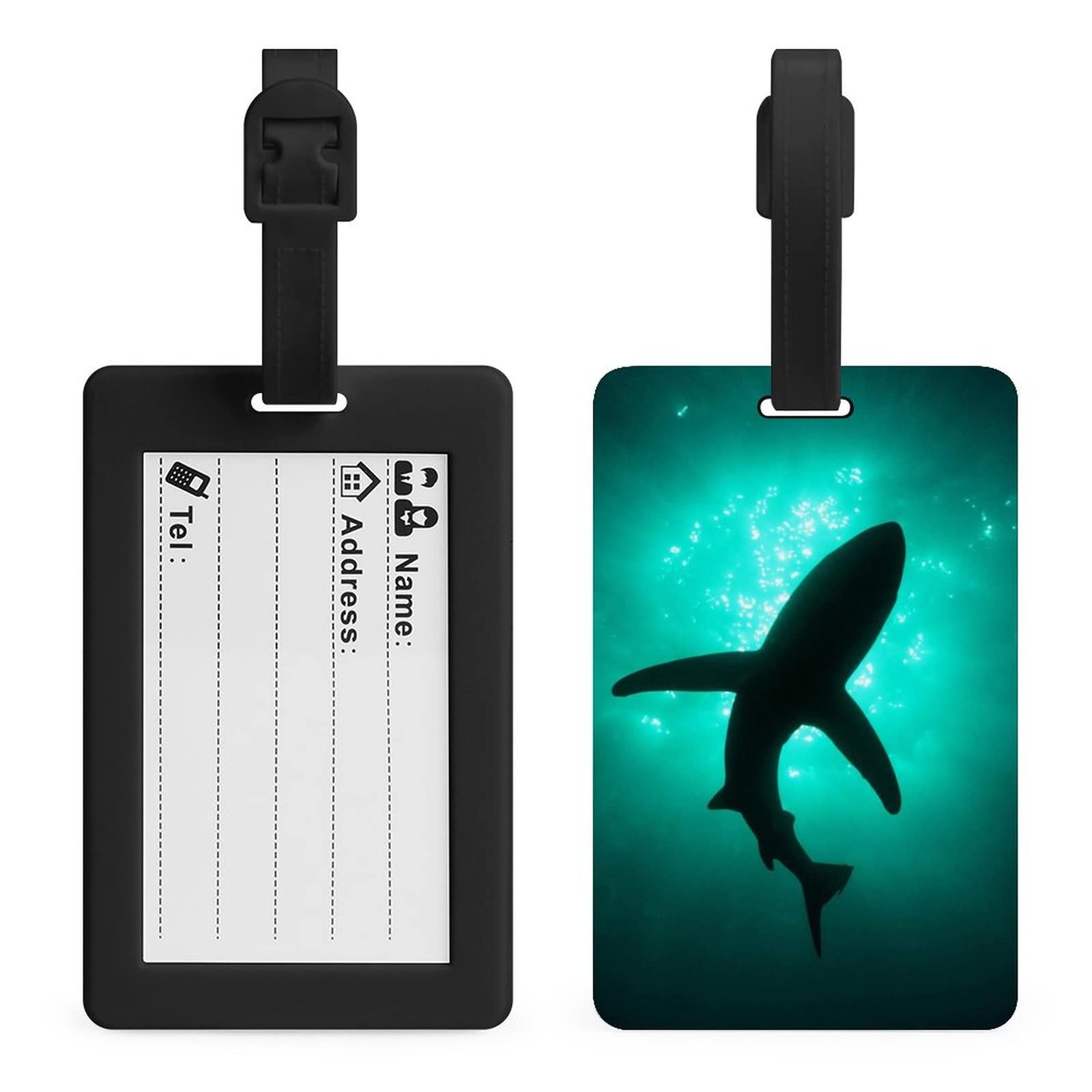 Amazon.co.jp: ネームタグ サメ 深海柄 魚柄 青い海 荷物タグ ラゲージ