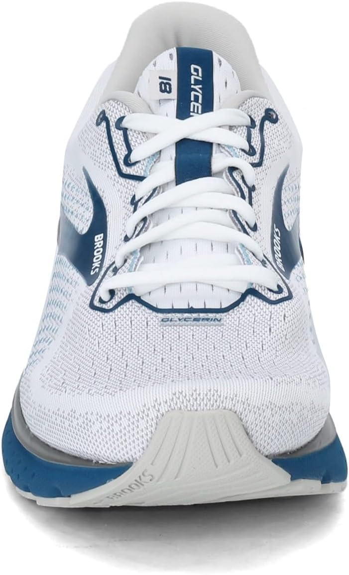Brooks Mens Launch 7 Running Shoe 8 White/Grey/Poseidon