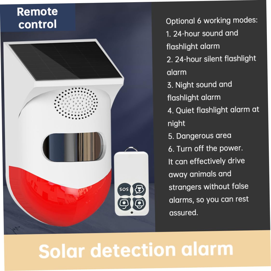 Alarma del Sensor de Movimiento Solar Detector Anti-pé Que está al Aire Libre con un Control Remoto Ruidoso