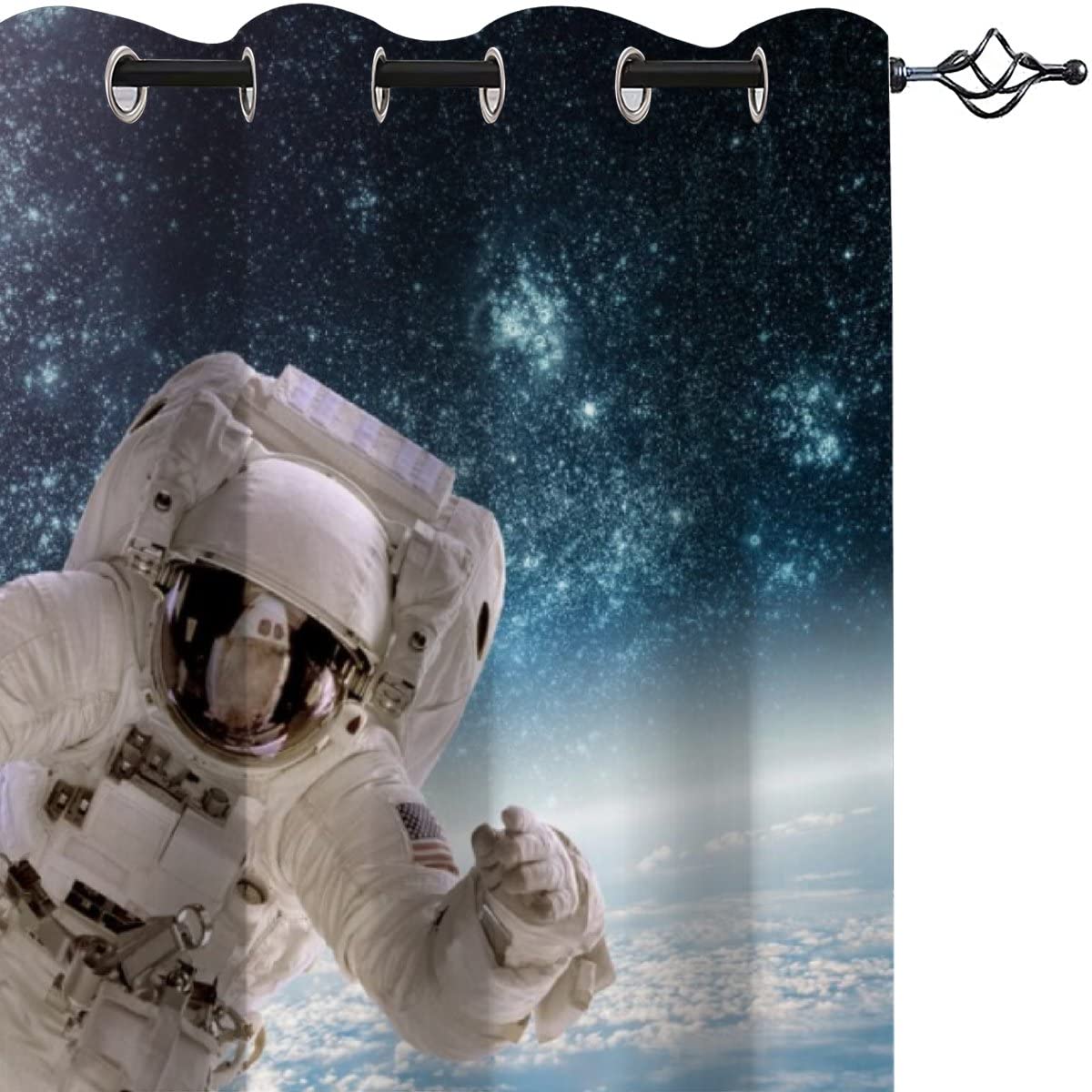 Astronaut Weltraum Vorhang Blickdicht B 183 X H 214 cm Universum Gardinen mit ösen Polyester Schallschutz Vorhänge 2er Set für Jungen Mädchen Wohnzimmer Schlafzimmer Home Dekoration