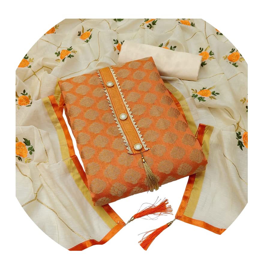 ShreeVilla Women's Banarasi Jakad & Santoon & Chanderi Unstitched Salwar Suit