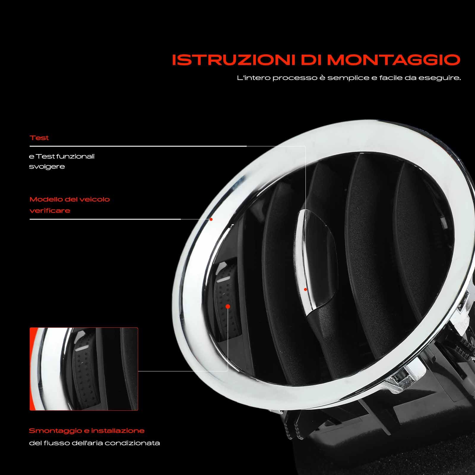 Frankberg 4x Bocchetta di Valvolaazione Bocchette di uscita dell'aria Anteriore centrale Cromata Compatibile con Corsa D S07 Corsa D Furgone/Compatto S07 Adam M13 Replace# 13417363