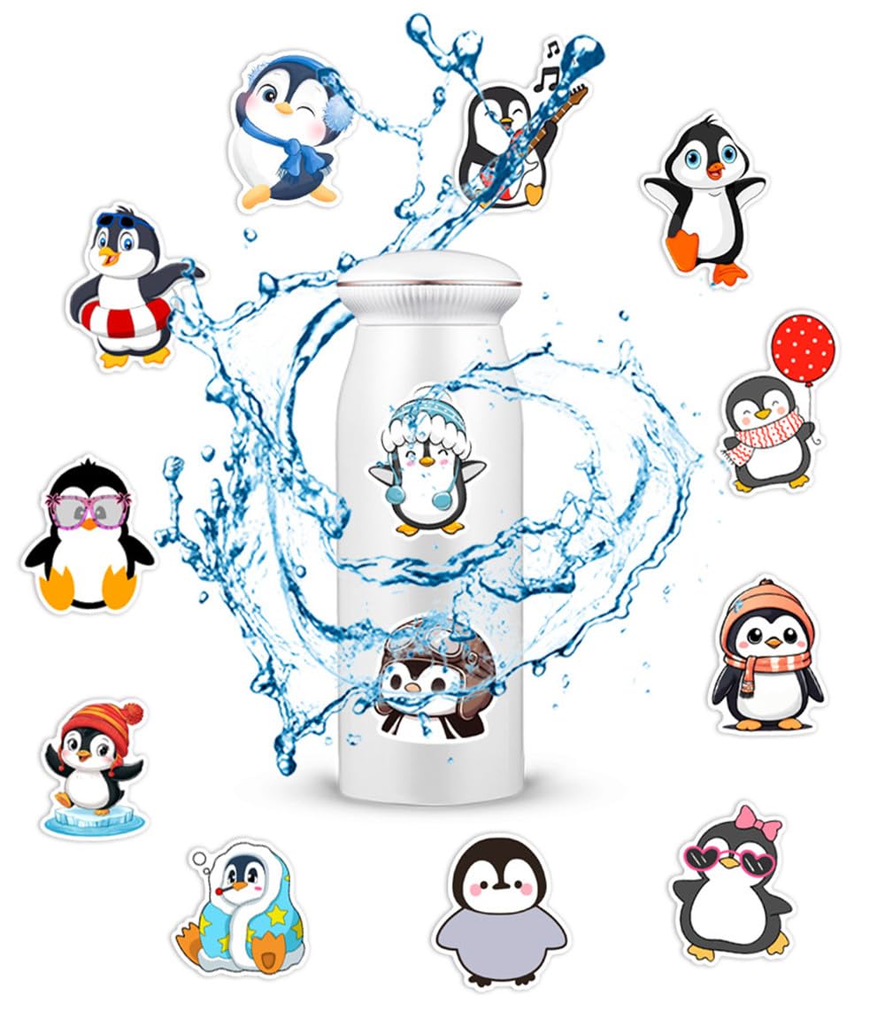Adesivi a forma di pinguino, 60 pezzi, divertenti decalcomanie per decorare computer portatili, etichette adesive in vinile a forma di pinguino, per fai da te, paraurti, finestre, chitarra,