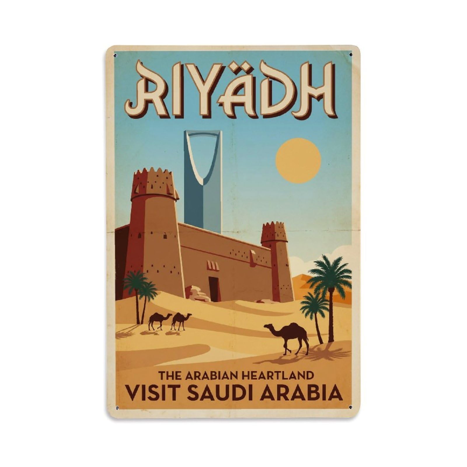 Huiyhb 8X12inch(20X30cm) Saudi Arabia Riyadh Vintage Metal Tin Sign