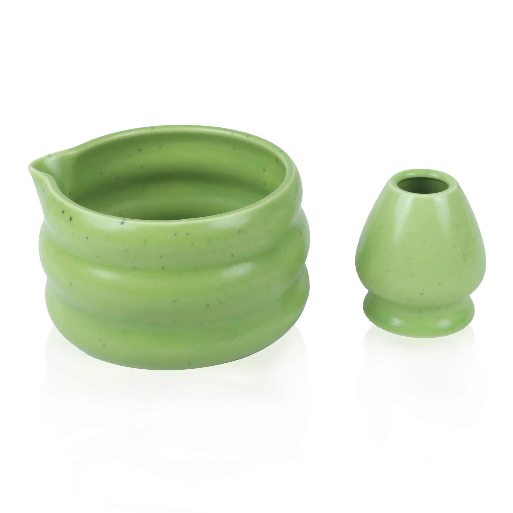 Japanese Matcha Bowl, Glazed Ceremonial Bowl with Whisk Holder for Matcha Tea