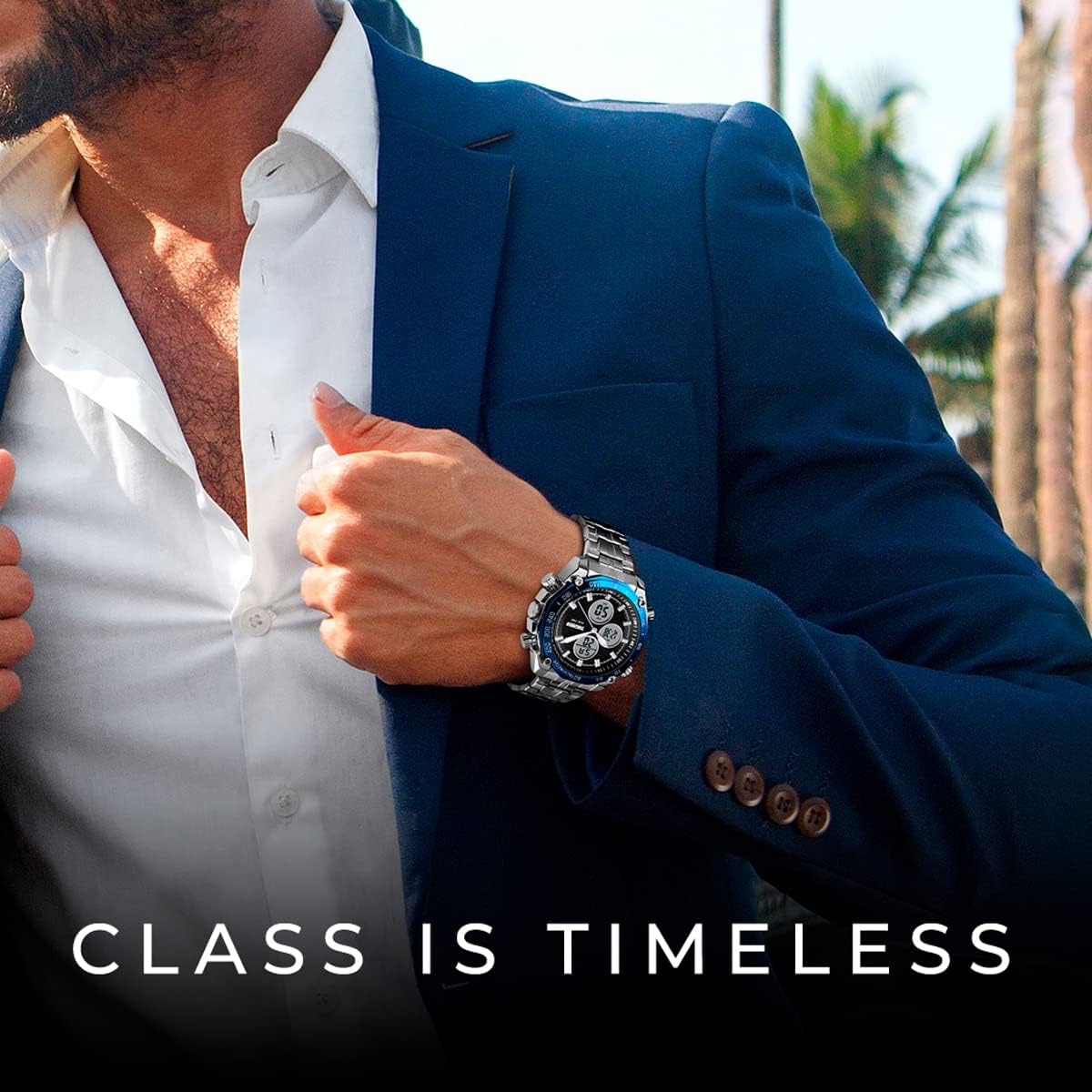 1302 Men's Watches Luxury Mens Wrist Watches Waterproof Casual Analog Digital Sport Stopwatch Alarm Quartz