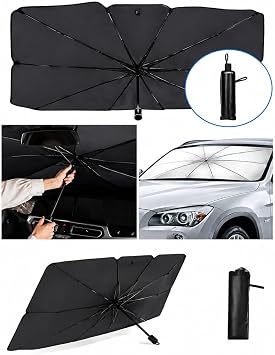 Coverzone Katlanabilir Araç Ön Cam Güneşliği + Numaratör, UV Korumalı Otomobil Güneşlik Şemsiye Oto Güneşlik Araba Güneşlik Oto Güneş Koruyucu,Araç İçi Güneşlik Şemsiye Otomobil Güneş Perdesi | AG-87