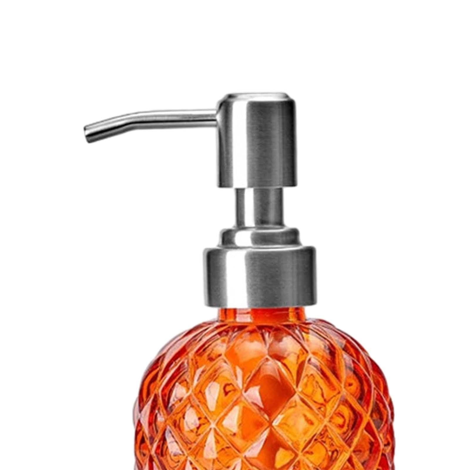 Set di 5 dispenser di sapone in vetro con pompa in acciaio inox 304 per lavanderia, hotel, cucina, arancione, 20 x 7 cm