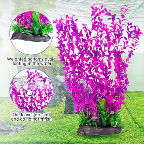 Image of Hamiledyi Aquarium Plastic Plants Aquarium Decor Artificial Fish Tank Plants,Tall Fish Tank Decorations, Extra Large Aquarium Plant 20.4-inch Tall,1PCS