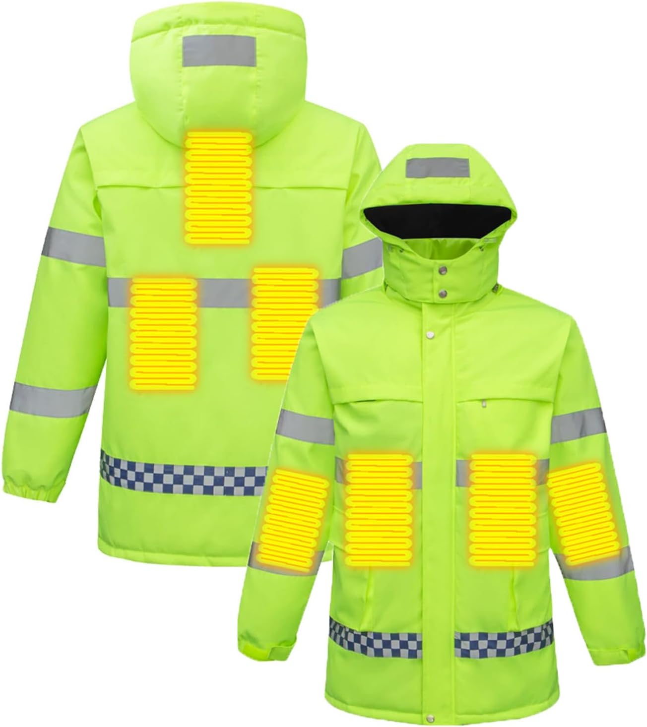 Heated Jacket Men, Heated Coat for Women, 8 Heating Zones, High Visibility Reflective Safety Jackets(Battery Not Included)