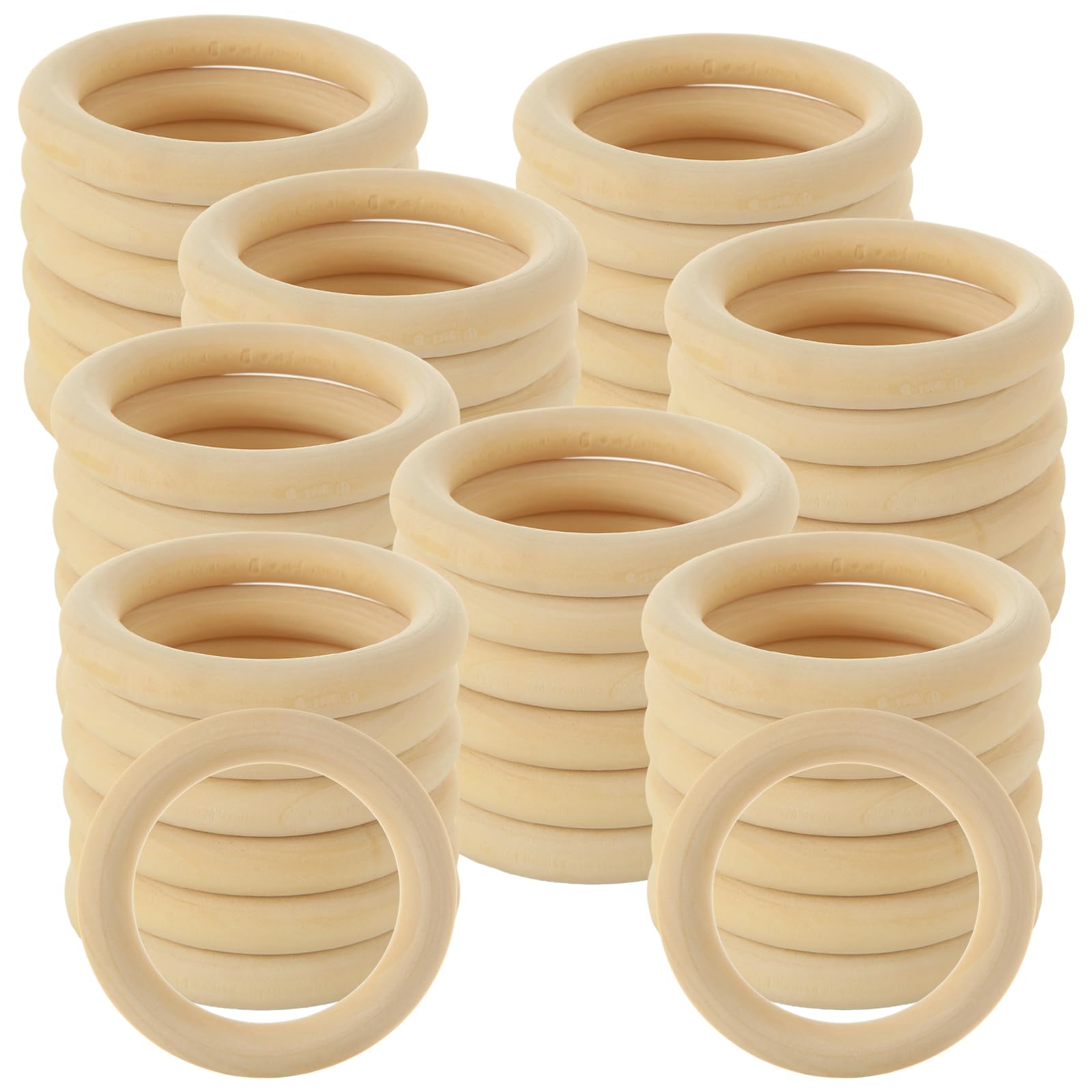 Anneaux en bois 70mm lot de 50 sans échardes pour projets manuels