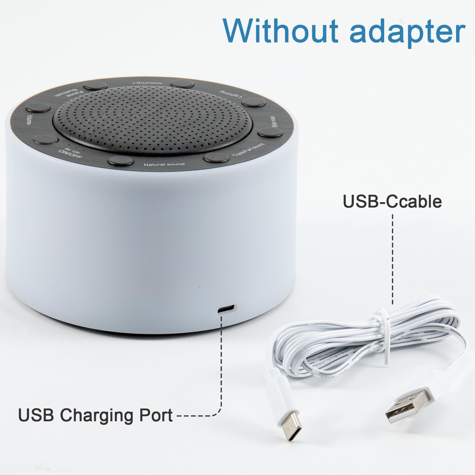 Máquina para Dormir con Ruido Blanco, Sonido con 14 Pistas de Alta fidelidad, Luces Ajustables, Rejilla metálica táctil, Temporizador y Memoria, para bebés y Adultos.