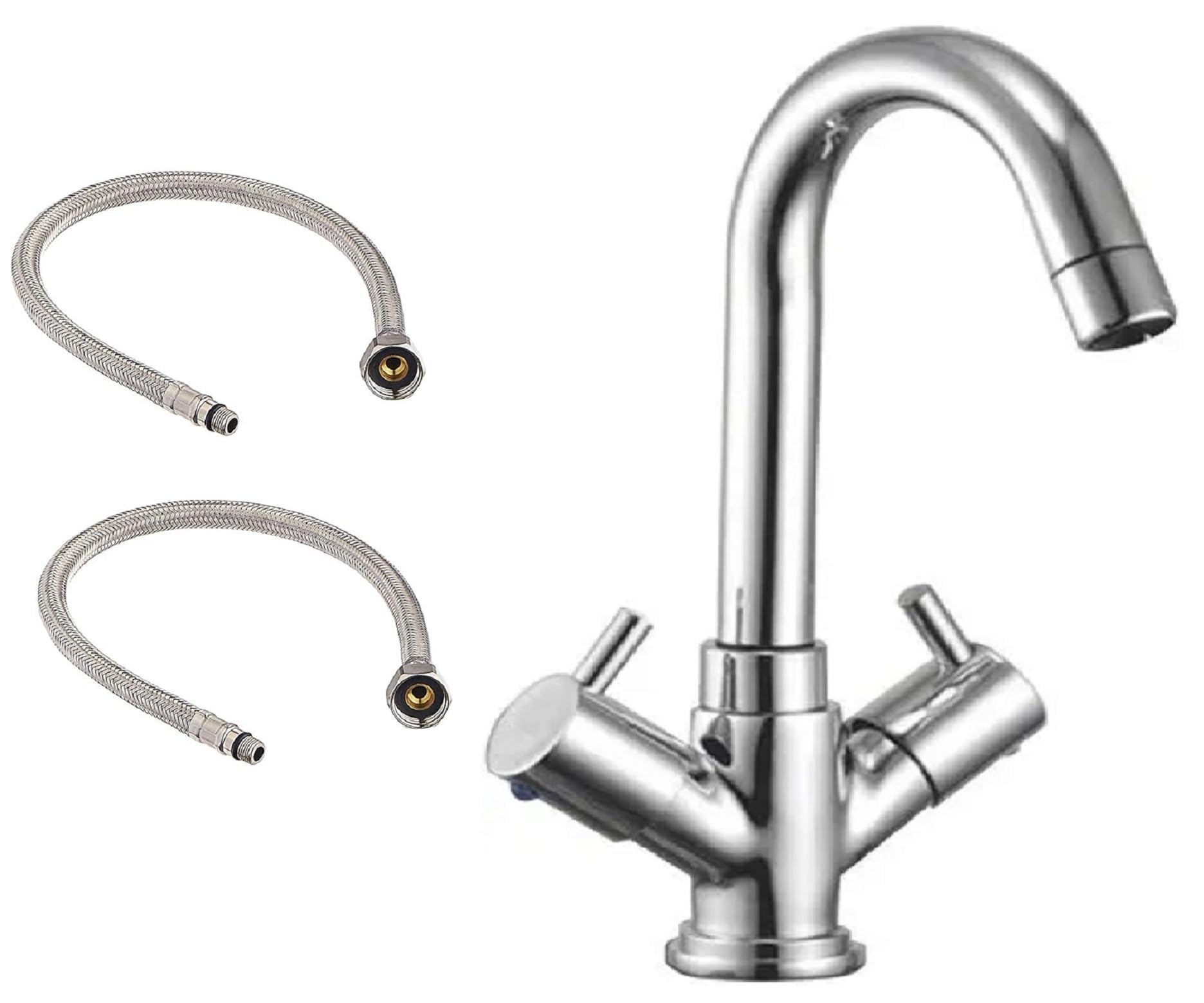 JAGGER JAG218 Table Top Brass Centre Hole Basin Mixer for Bathroom Wash Basin, Perfect for Hot & Cold Water Both (with 12 Inch Leg Pipe) (Turbo) (B0D7M95WSY) Amazon Price History, Amazon Price Tracker
