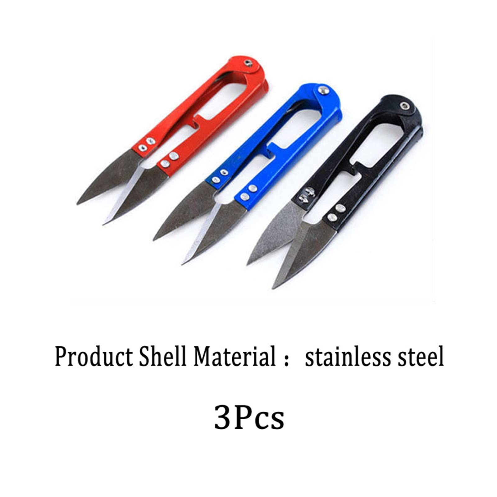 Nożyczki rzemieślnicze, 3 szt. Nożyczki krawieckie w kształcie litery U do cięcia żyłki Szycie Przycinanie Szczypce Niezbędne akcesoria(3pcs Stainless Steel)