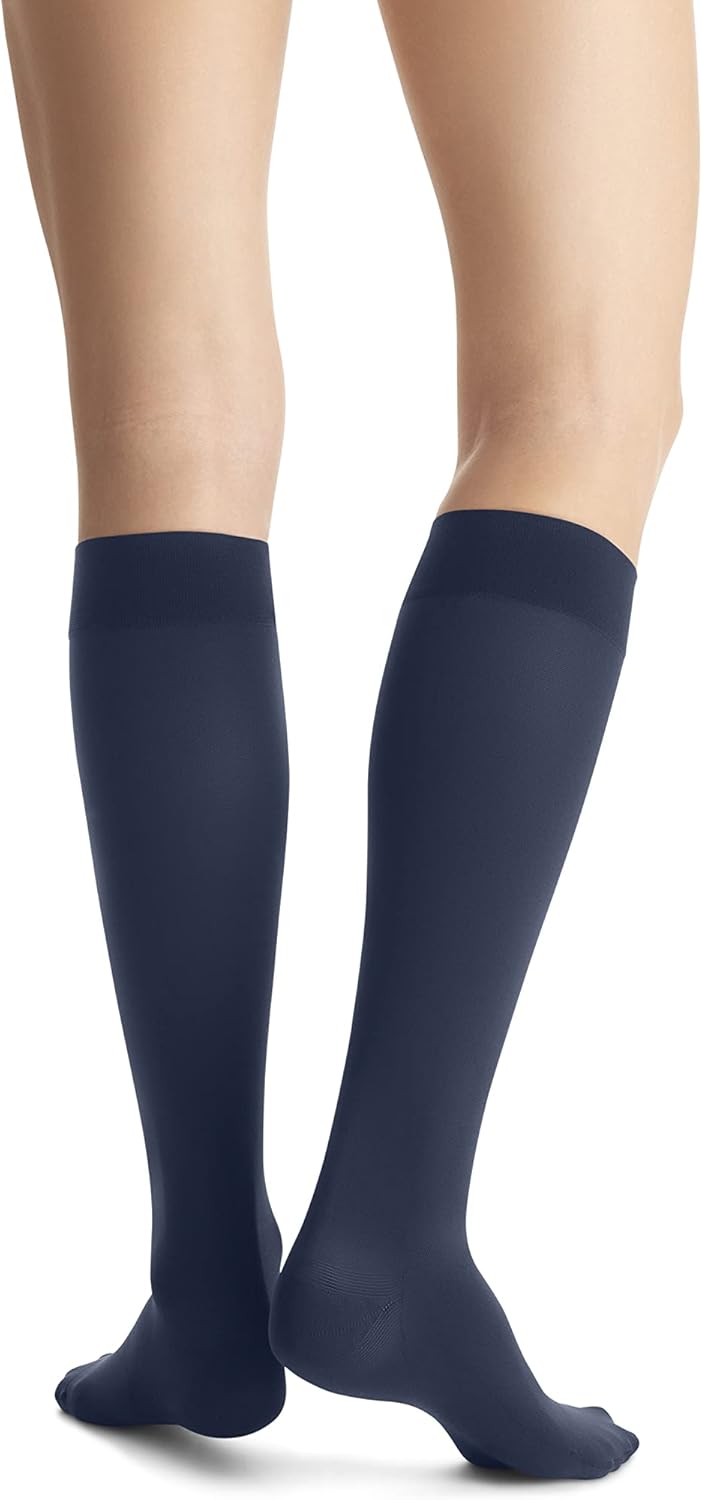 JOBST Opaque Knee High with SoftFit Technology Band, 20-30 mmHg Compression Stockings, Closed Toe, Large, Midnight Navy