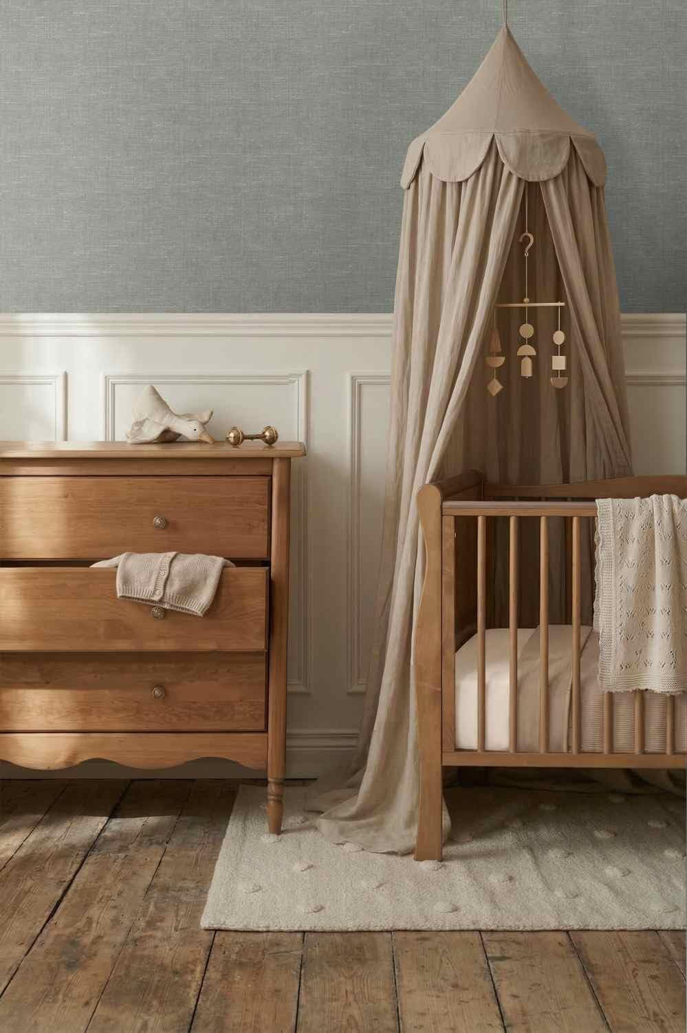 Origin Wallcoverings Tapeta lniana tekstura szaro zielonym 53 cm x 10.05 m