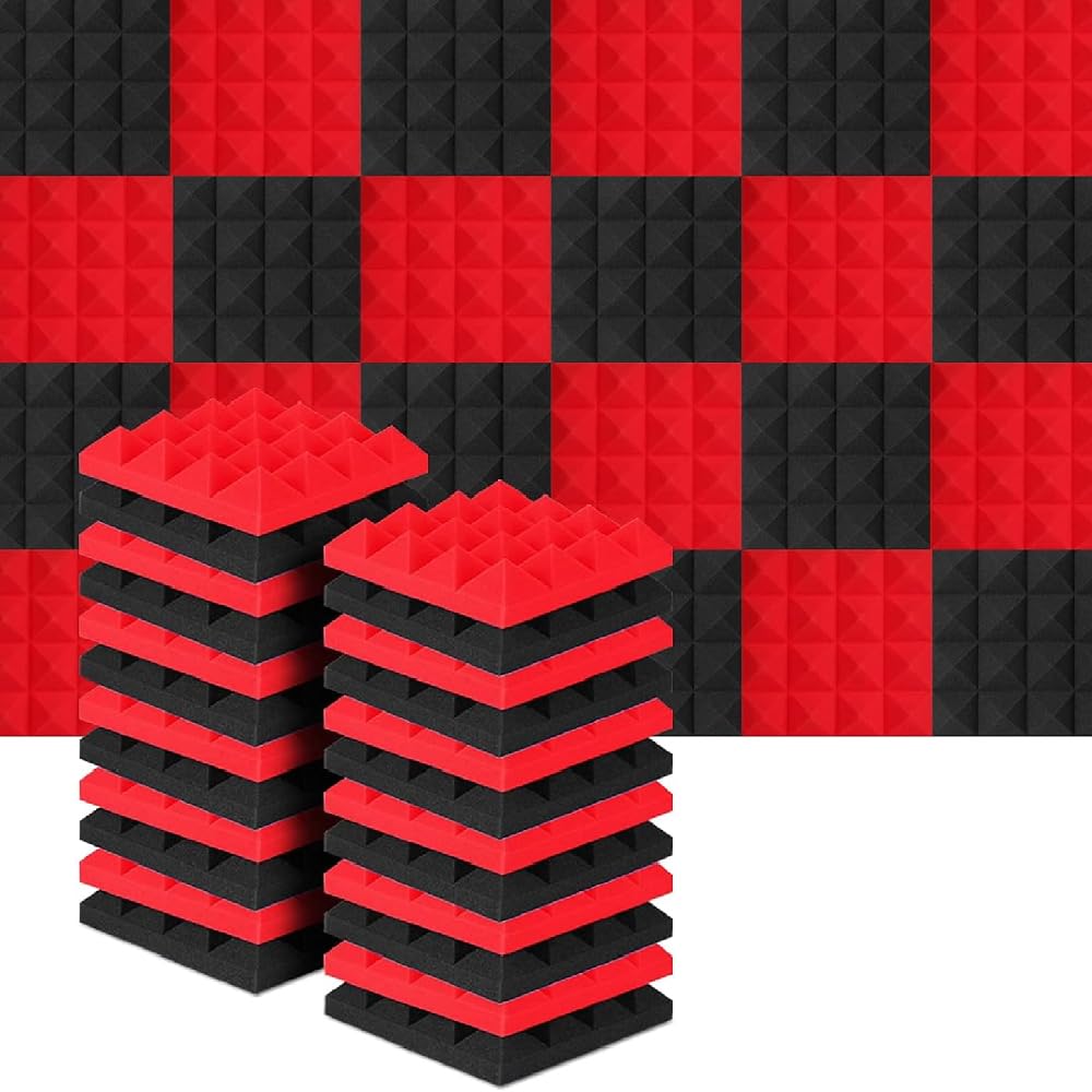 TECHBLAZE 100 Pcs Sound Proof Acoustic Foam Panels High Density Sound Absorbing Wall Sheet 12"x12"x2" Sound 3D Pyramid Tiles Noise Reduction Treatment for Studio Gaming Podcast