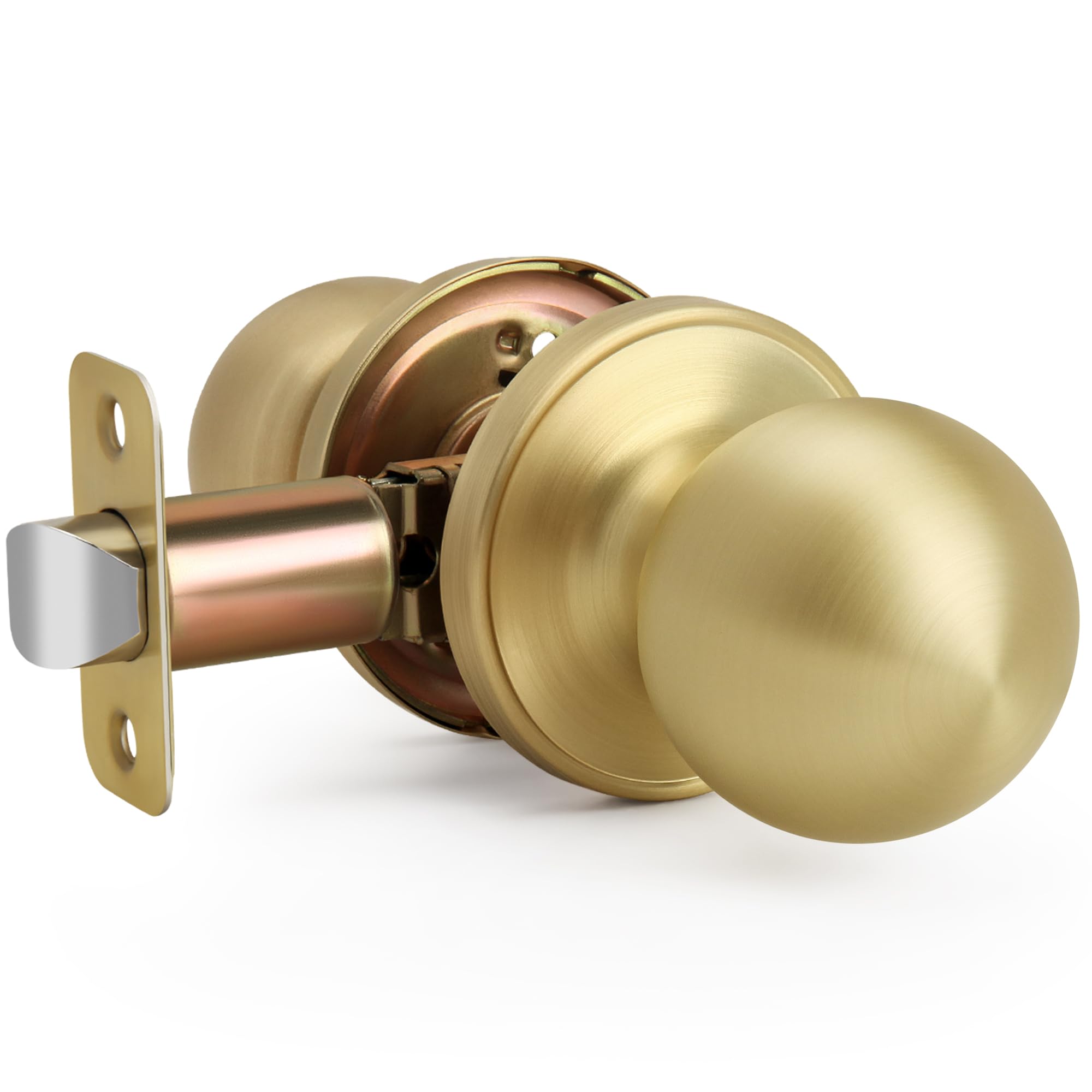 Satin Brass Passage Door Knob - Non-Locking Design -1