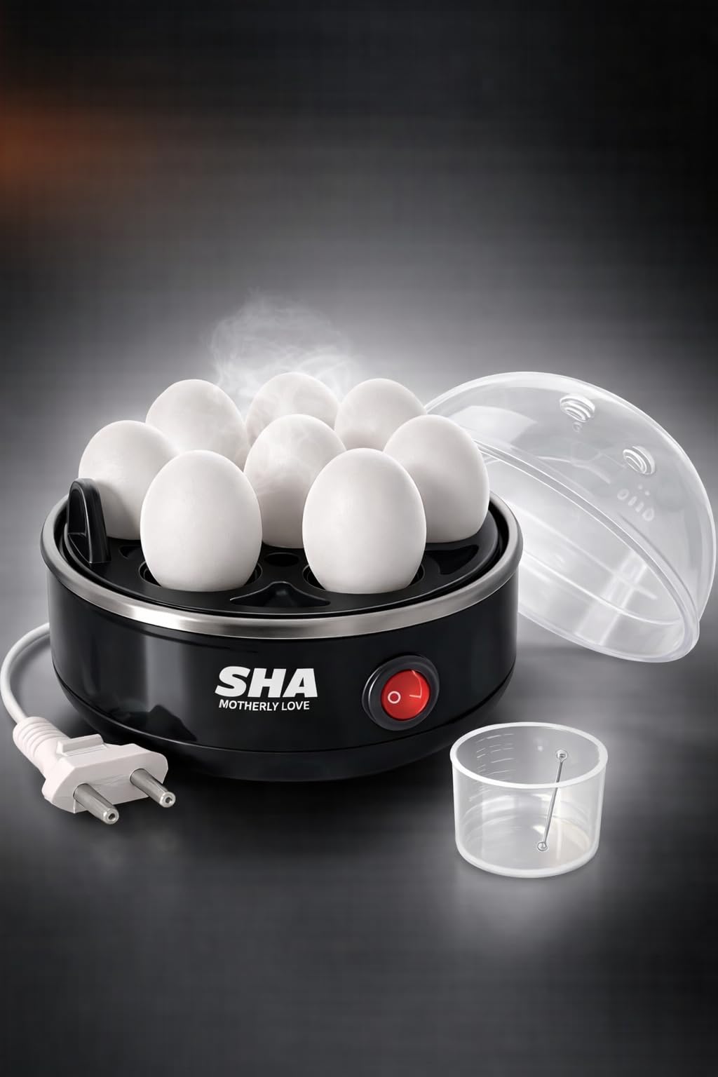 Electric Egg Boiler 350W | Automatic Egg Cooker | Black Color Unique Design | 7 Eggs Capacity | Fast Boiling with Auto Cut-Off | Transparent Lid Kitchen Appliance-image-2