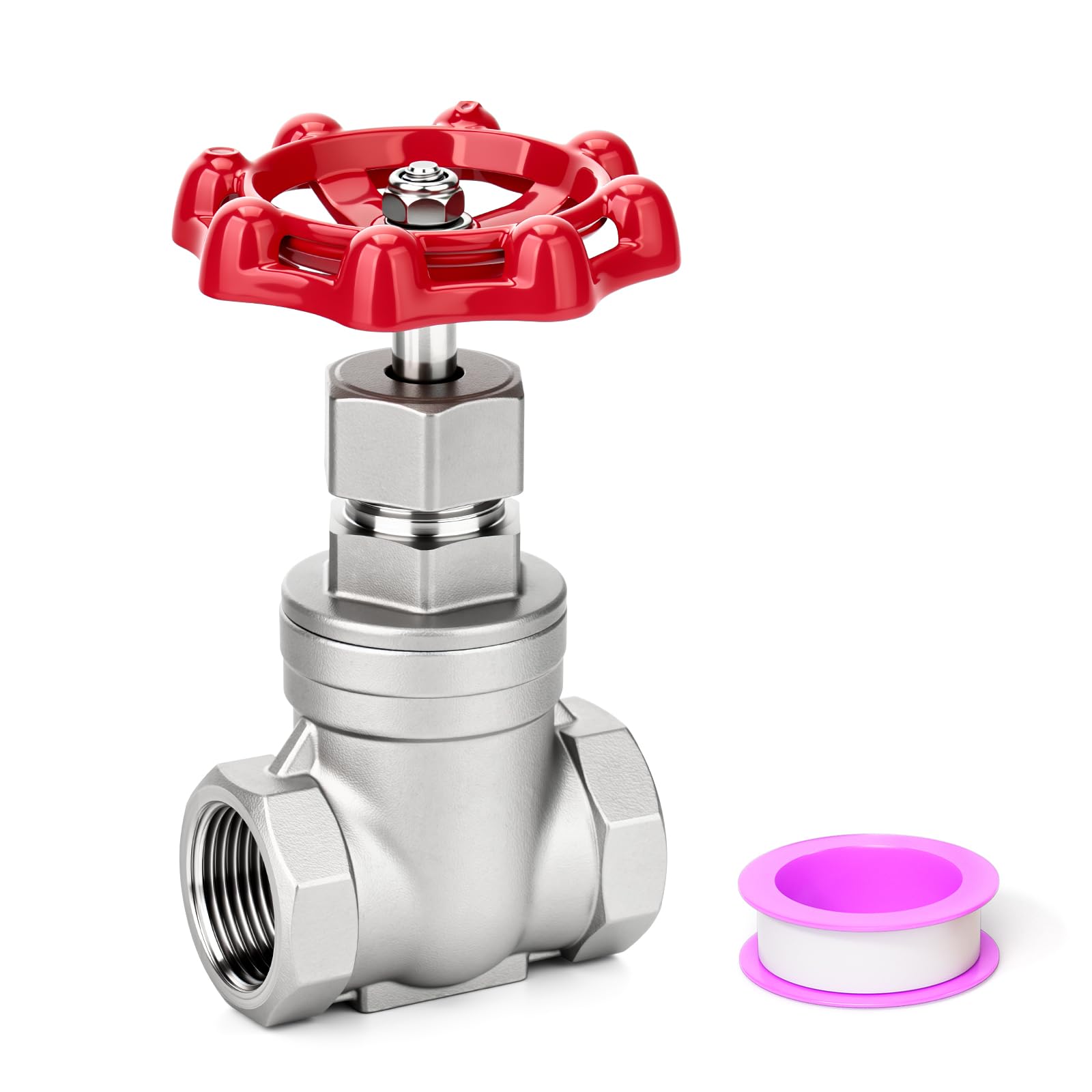EGAOBOY Vanne à guillotine robuste en acier inoxydable 304, 1/2" BSP femelle x 1/2" BSP femelle, vanne rotative à poignée à roue, 200 WOG, pour l'eau, l'huile, le gaz et la plomberie industrielle