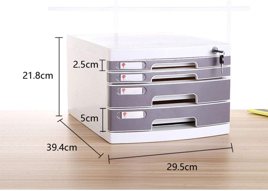 A4 Desktop File Shelf Cabinet Office Storage File Organisers,Storage Box,Lockable,Plastic Desktop Organizer Desk File Holder for Office and Home (Color : Four Floors-Blue)