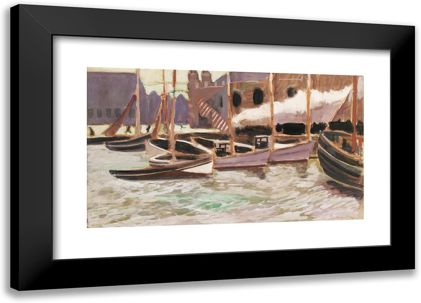 ArtDirect Spilliaert, Leon 24x17 Black Ornate Framed Art Print with Double Matting Titled: Ostende Maritime Gare