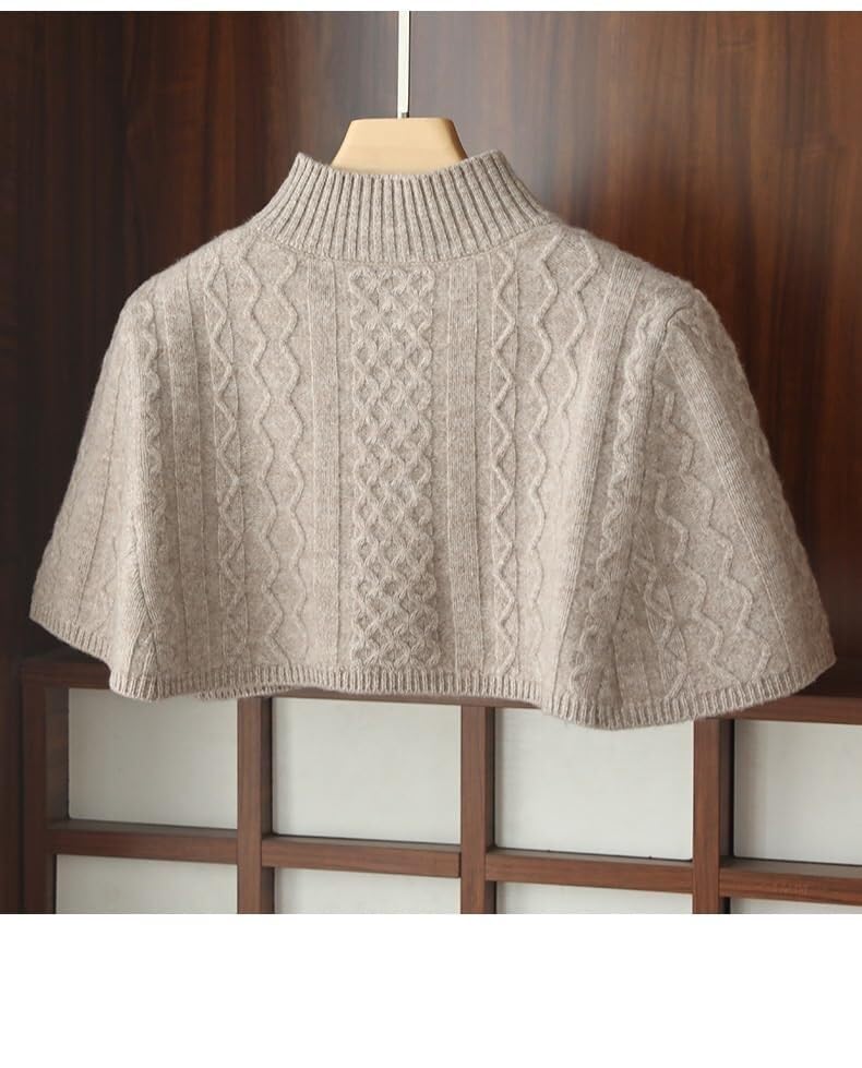Mujer Cálido Hombro Chal Cabo Corto Lana Punto Mantón Poncho Cable Punto Cárdigan Botón Frontal Abierto Hombro Protector Cuello Invierno Hombro Cálido Cubierta Envoltura(marrón)