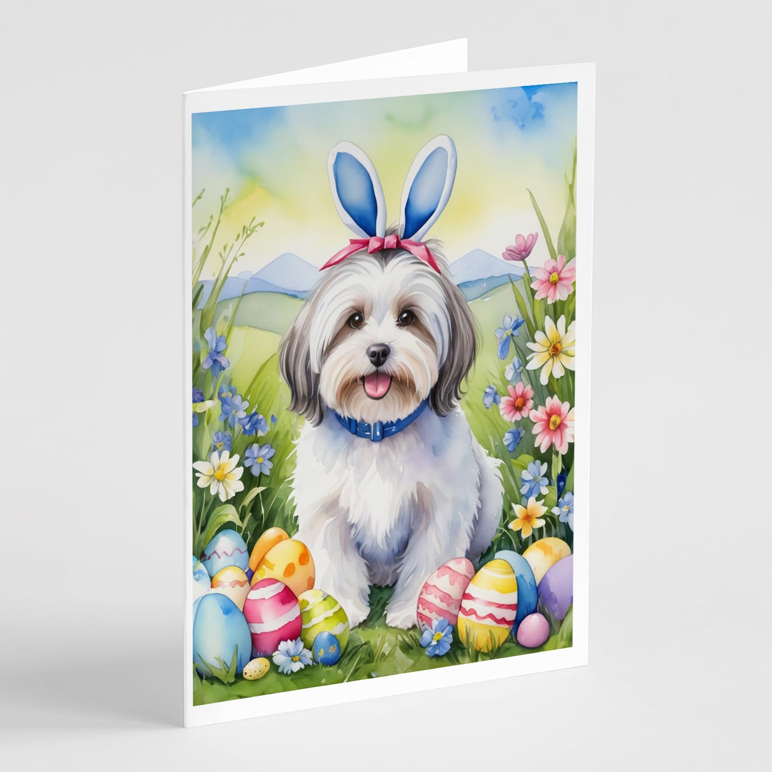 Caroline's Treasures DAC5075GCA7P Havanese Easter Egg Hunt Greeting Cards Pack of 8 Blank Cards with Envelopes Whimsical A7 Size 5x7 Blank Note Cards