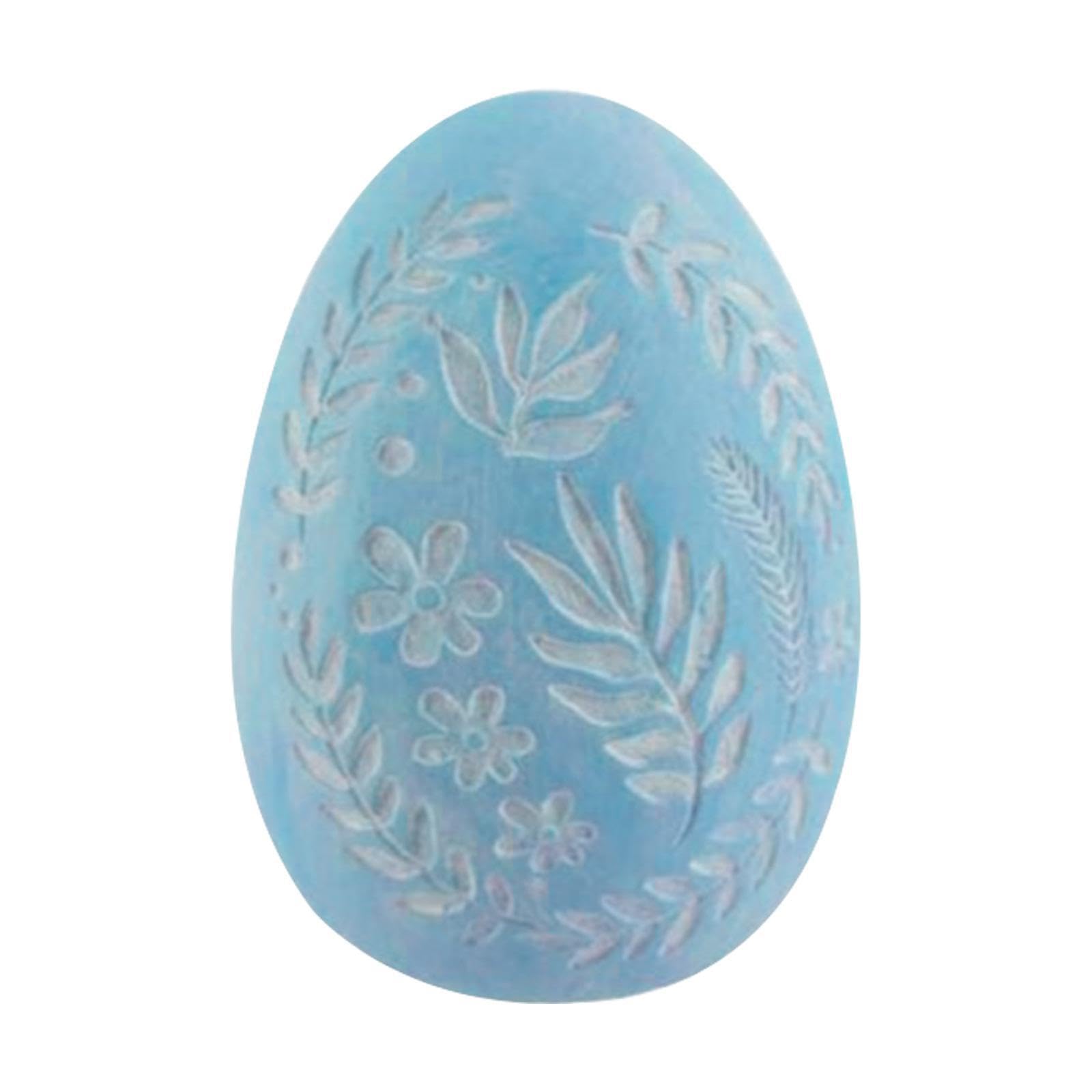 LIXSAZSE Easter Sculpture Egg Figurine Resin Ornament Handcrafted Floral Pattern Gifts Artwork Stunning Decorative Crafts For Any Living Space Easter Egg, Blue, 8.4x8x10.5cm