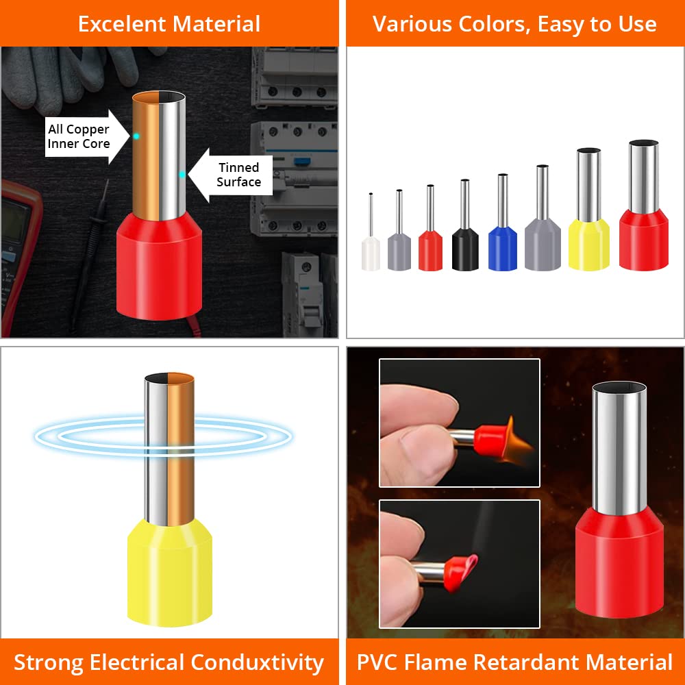 Pinza Crimpatrice Per Cavi - Con 1200 Capicorda Isolati 0.25-10mm², Kit Professionale - Foto 13