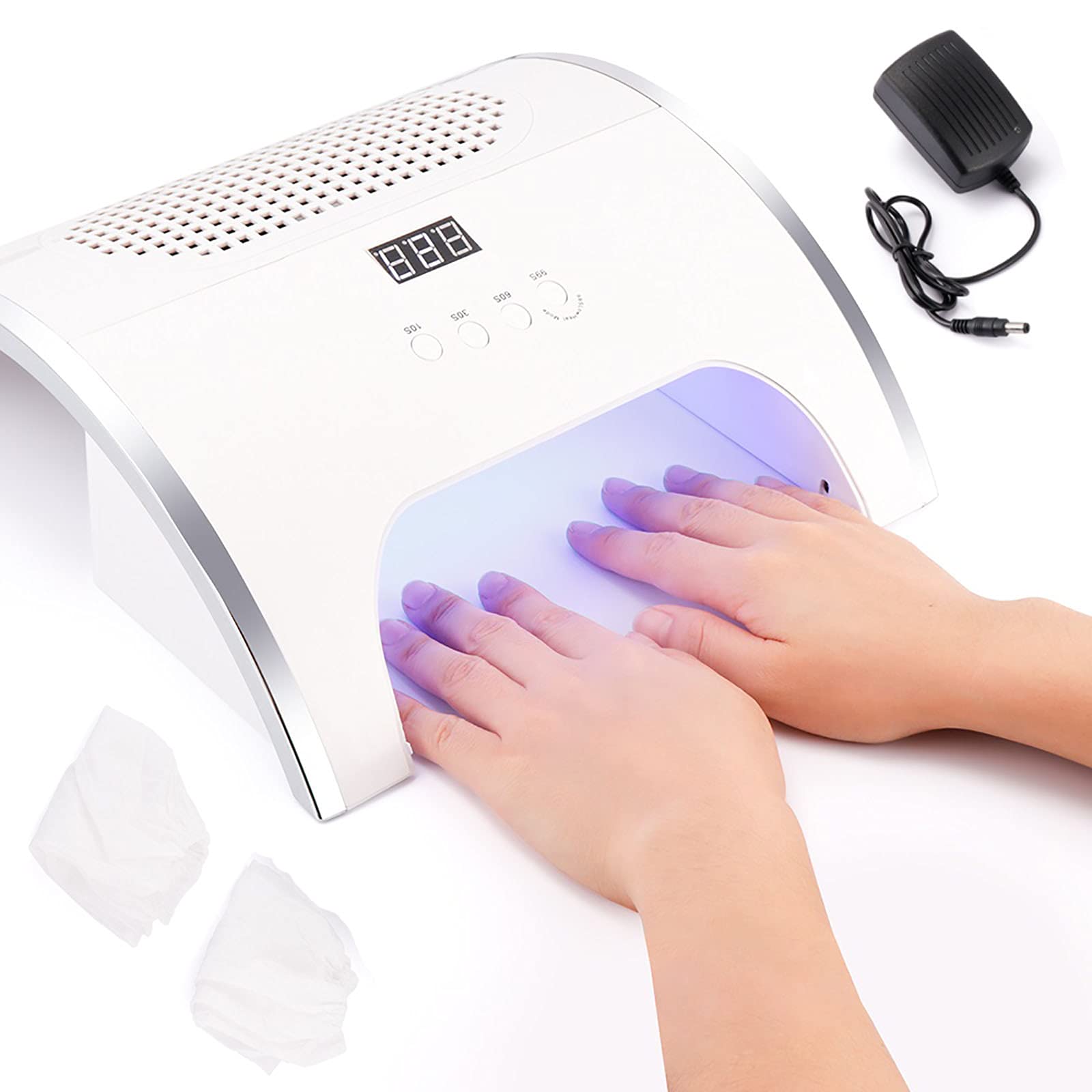 2 in 1 Nail Lamp and Nail Dust Collector Vacuum Cleaner 36 LED for Nail Art Manicure UV Gel Varnish Dust Collector 80W for Acrylic Nails