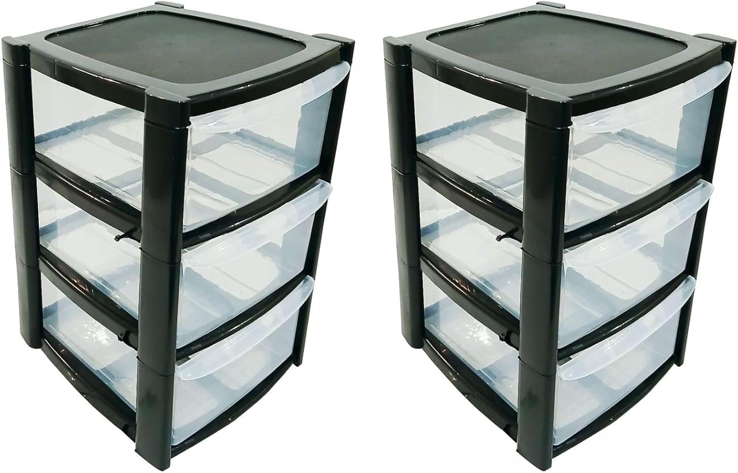 3 Tier Mini Plastic Storage Drawers (Pack of 2) | Home, Kitchen, Bathroom Space Saving Plastic Cabinet Drawer Organiser for Small Items | Storage Chest Drawers | (26.5X19.3X30.5CM) RelianceUK (3 Tier)