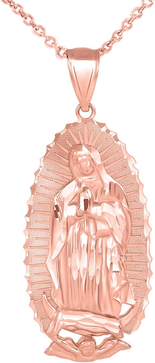 Claddagh Gold Blessed Our Lady of Guadalupe Miraculous Medal Pendant Necklace - Choice of Pendant Only or Chain Length