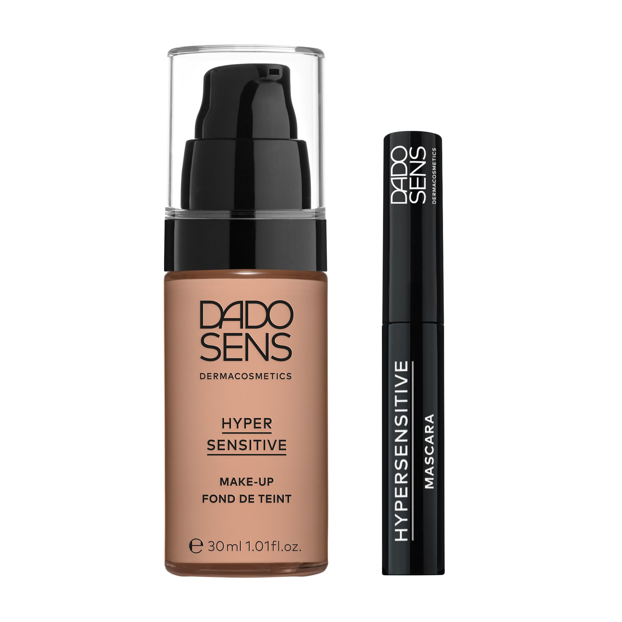 DADO SENS HYPERSENSITIVE MAKE-UP SET – Make-Up Beige (30 ml) & Mascara Black (10 ml) Für Sensible Haut, Hohe Deckkraft, Kaschiert Rötungen & Unreinheiten, Definierte Wimpern