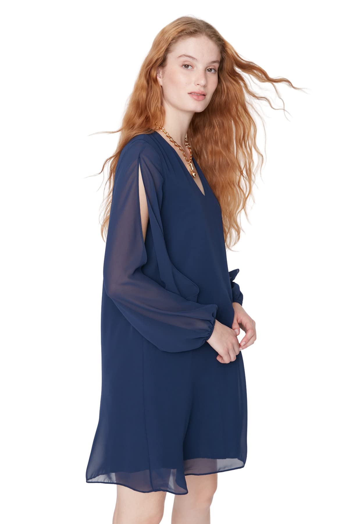 Trendyol FeMan Mini Shift Relaxed fit Woven Dress Navy Blue