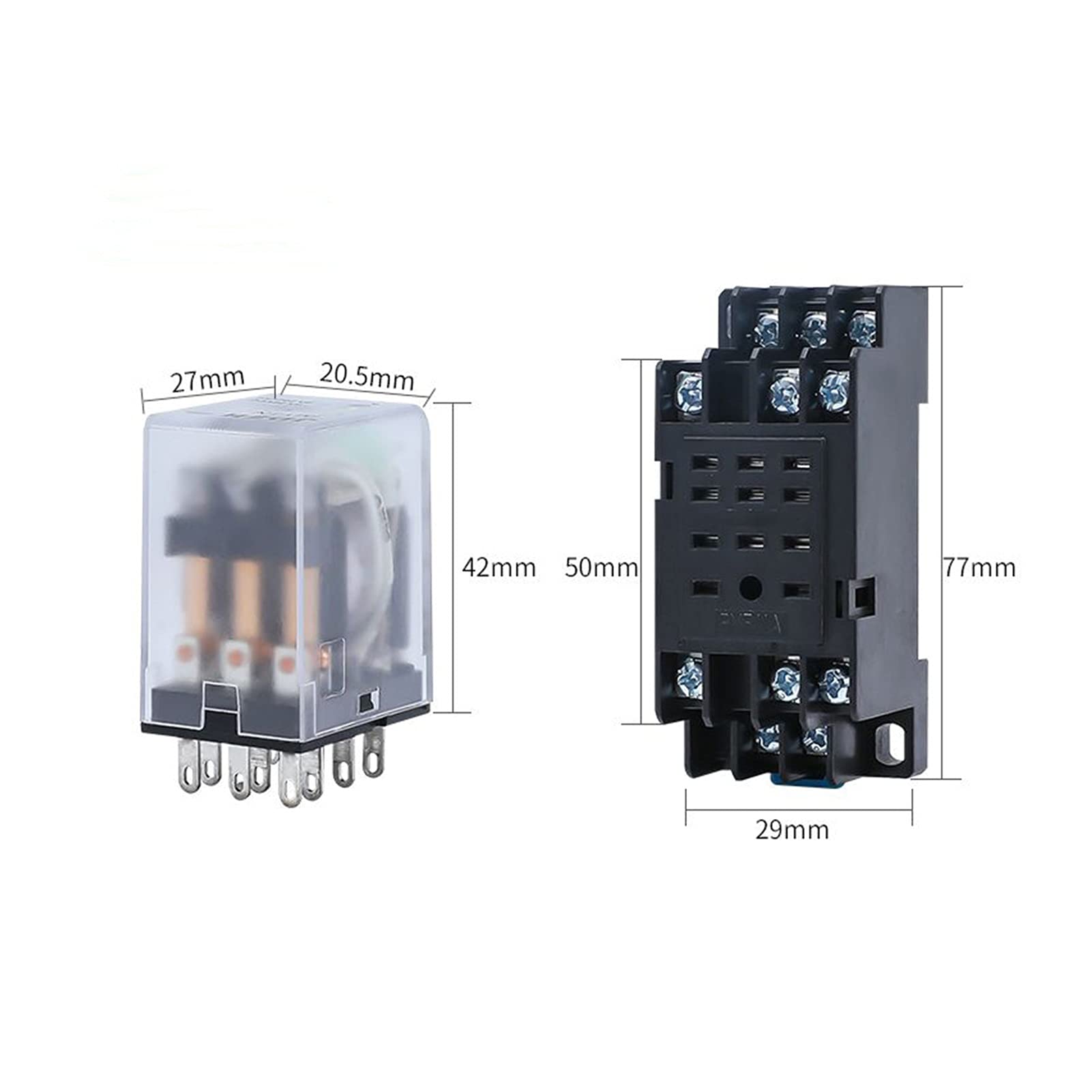 HH54P MY4NJ Steckrelais 14A DC/AC 12V 24V 36V 48V 110V 220V DC/AC 5A Silber 14Pins Ersatzteile