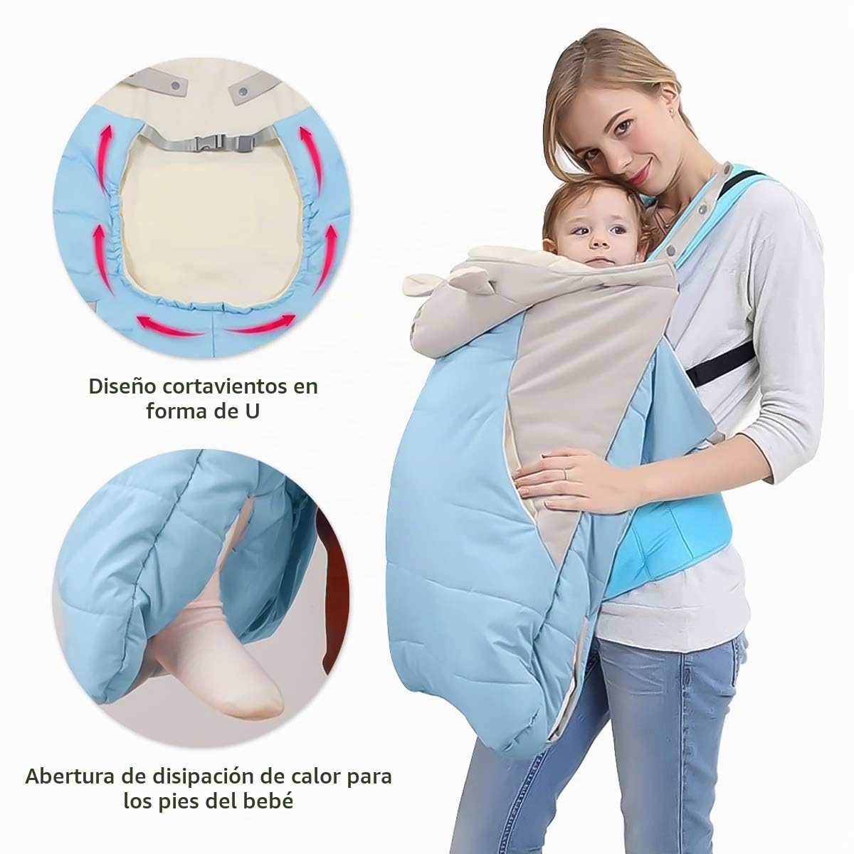 SONARIN All Seasons Grueso Cobertor para portabebés,Capa para el invierno,calce cualquier portabebés,Prueba de viento,Impermeable(Azul)