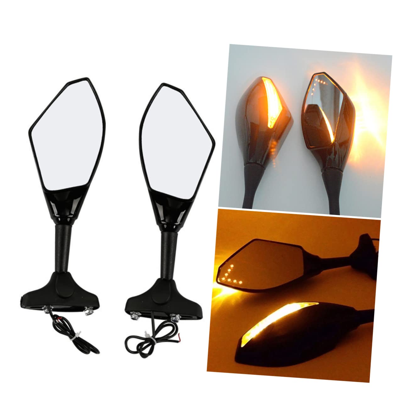 Rétroviseur de Guidon Moto à Led, Flèche Noire, Paire