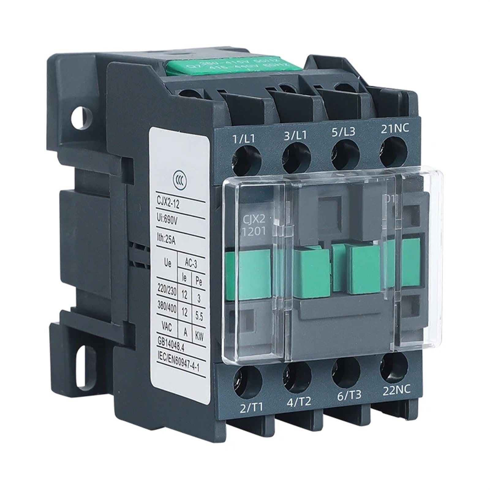 CJX2 0901-0910 Contactor eléctrico industrial de CA, conductor fuerte 24 V 36 V 48 V 110 V 220 V 380 V bobina de cobre puro 1 pieza(CJX2-0901,110V)