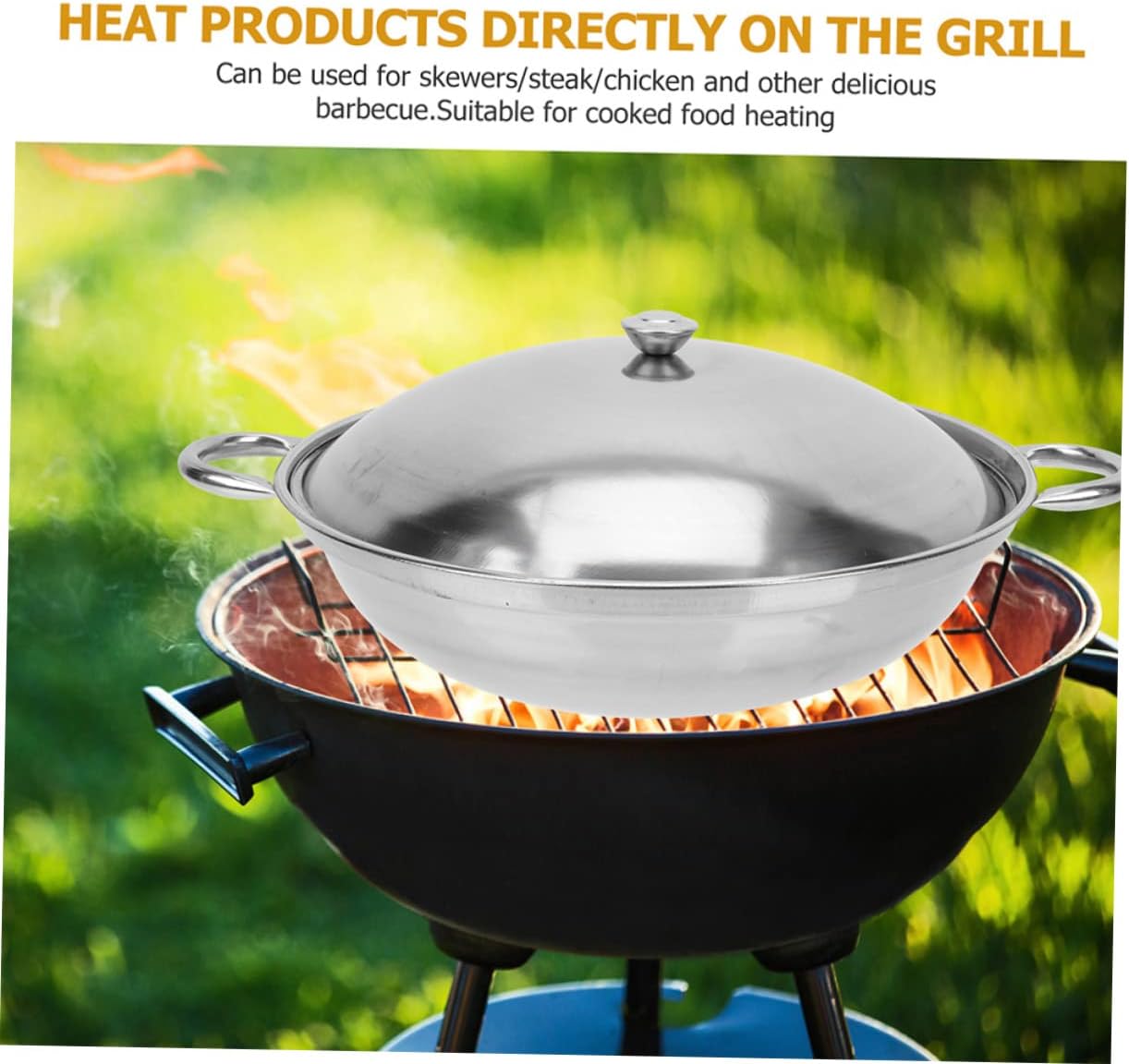 Garneck 2pcs Stainless Steel Pot Pots Nonstick Skillet Saucepan Lid for Cooking Kitchen Cookware