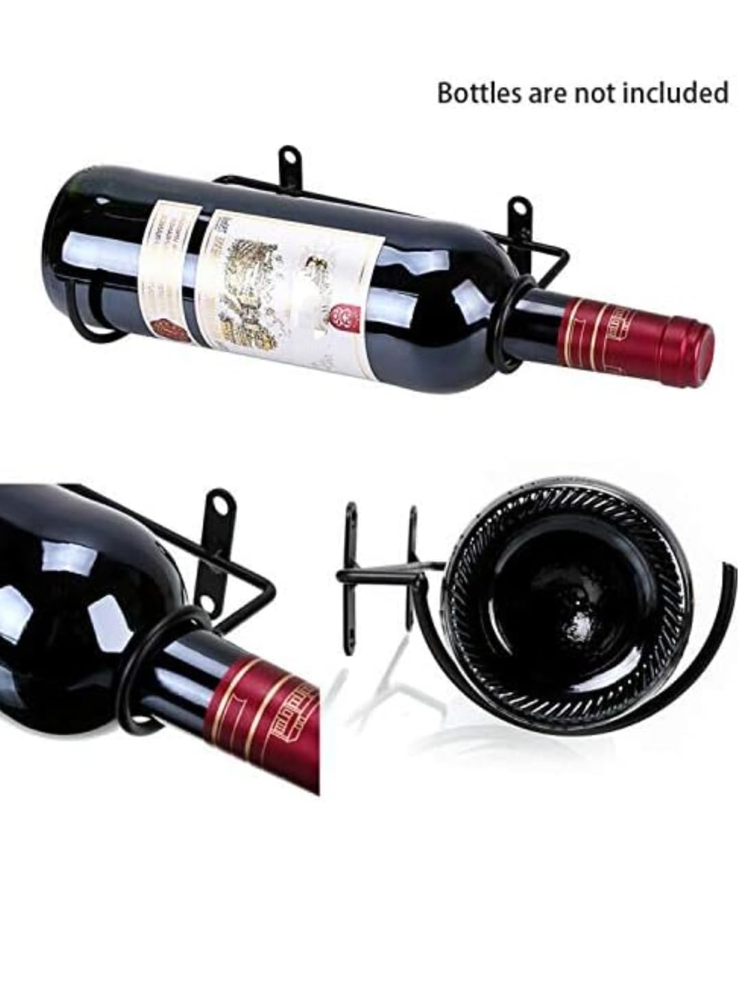 Accurate Traders Wall Mounted Wine Rack Holders - Metal Wine Bottle Display Holder with Hardware, Wall Hanging Red Wine Bottle Organizer Racks for Storage Beverages/Liquor Bottle Set of 2 2