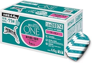 【Amazon.co.jp限定】 ピュリナ ワン キャットフード 成猫用(1歳以上) 室内飼い猫用 インドアキャット サーモン 4.4kg(400g×11袋入)