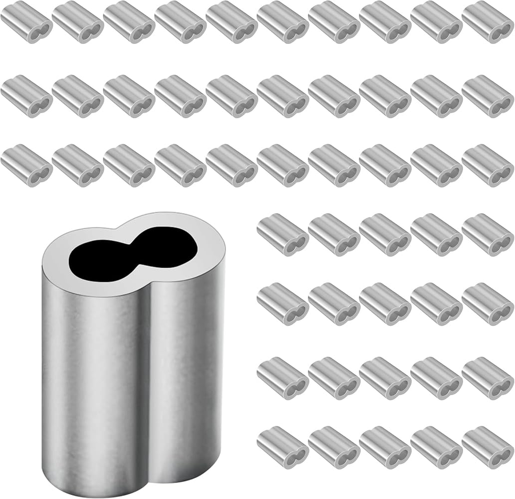 Jskxyy One Color Aluminum Crimping Loop Sleeve For 0.165 Inches To 1.41 Inches Diameter Wire Rope, Double Ferrule Aluminum Wire Rope Sleeve(100Pcs M1.2 (1.5Mm))