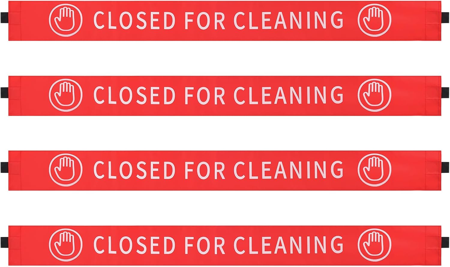 4 Pieces Red Closed for Cleaning Sign with Magnetic Ends Magnetic Restroom Signs Closed for Cleaning Banner Cleaning in Progress Sign for Door 42×3.5 Inch (4)
