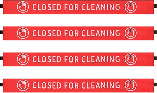 Letrero de limpieza con extremos magnéticos, 4 unidades, con cierre rojo, para limpieza en marcha, letrero magnético para puerta de 42 x 3.5