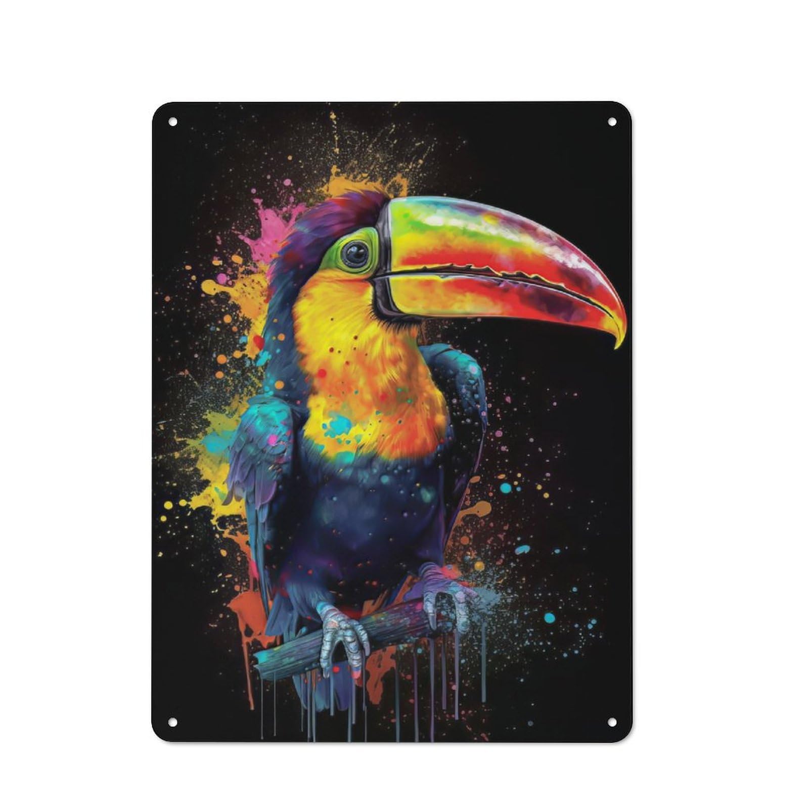 Junmoney Tucan Painting Vintage Metal Plaque 40X30cm For Living Room Or Hallway, A Christmas Gift For People Styling Living Room And Hallway