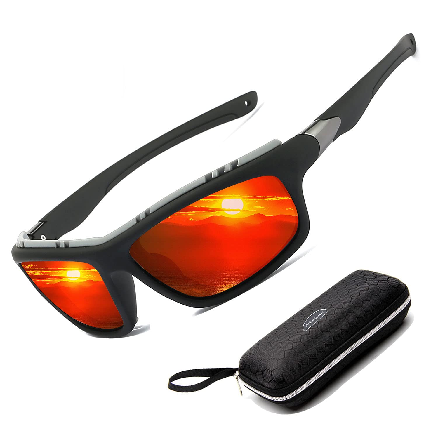Perfectmiaoxuan Occhiali da sole polarizzati per uomo donna ciclismo montagna trekking guida pesca arrampicata sportivi Le vacanze Viaggi cordino occhiali Protezione UV