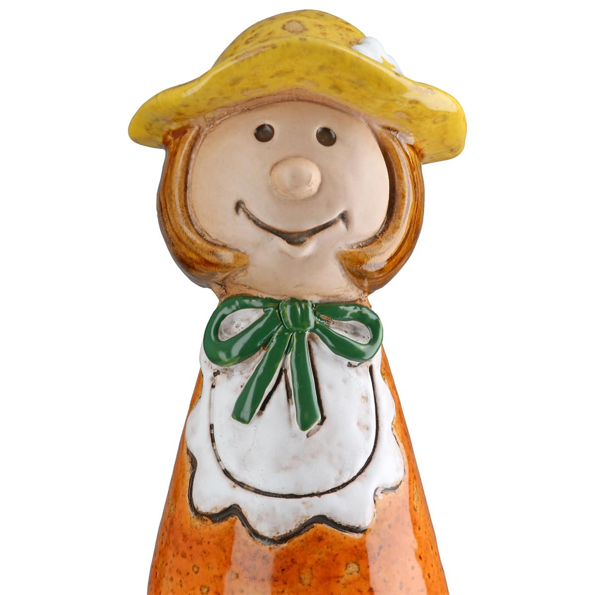 MF Zaunfigur Gartenpaar Leni und Paul, Keramik, Grün und Orange, 20 cm Höhe, Glänzende Oberfläche, 2er Set Gartendekoration