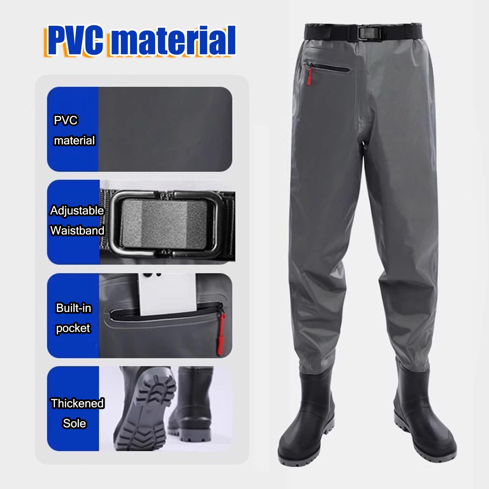 Stivali A Coscia da Pesca Stivali da Pesca in PVC per Uomo, Impermeabili, Adatti per Pesca, esplorazione, lavori in Acqua, Lavaggio Auto