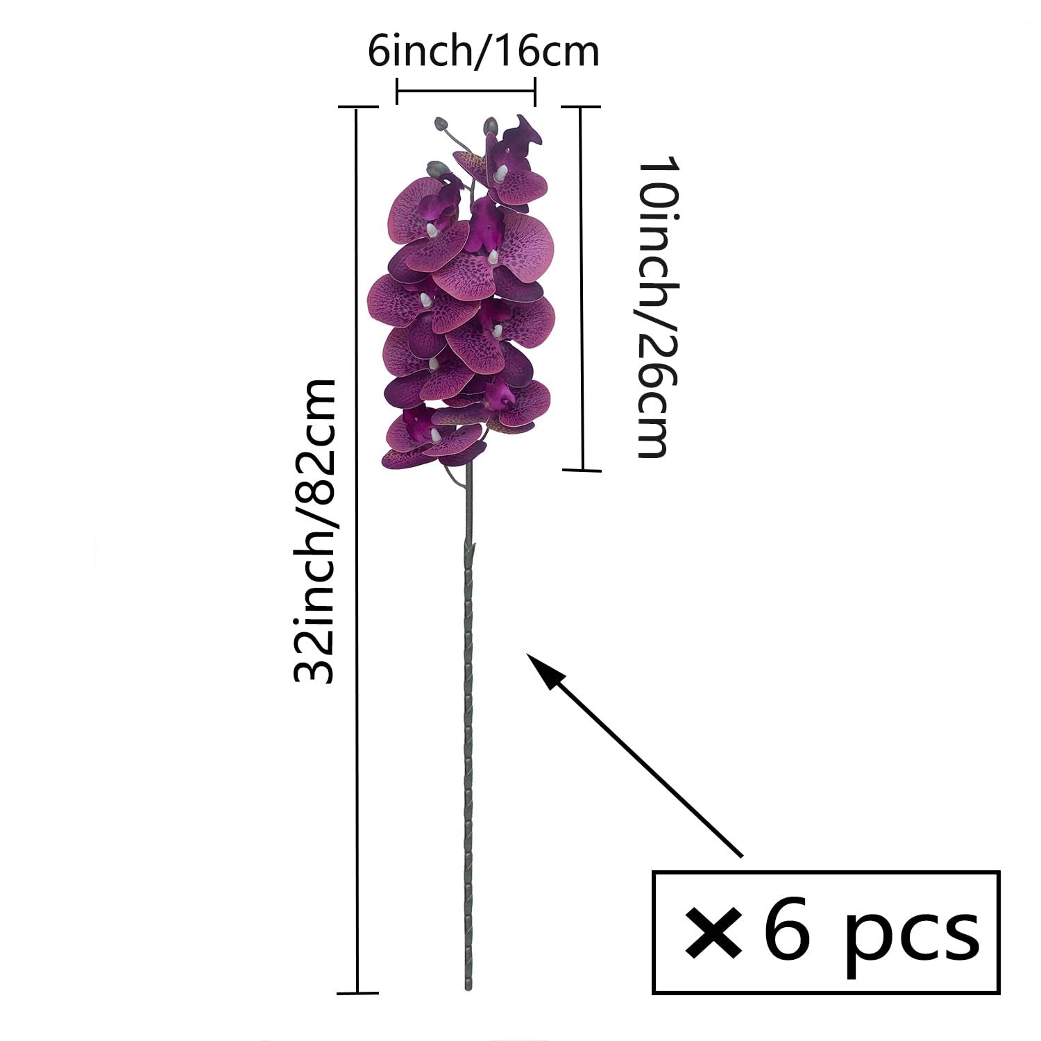 AMERIQUE Orchidea Phalaenopsis Artificiale 90cm Con Vaso – 21 Fiori Di Seta E 8 Foglie Real Touch Viola - 4